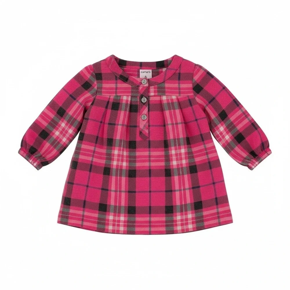 Carter’s 2-Pc Bundle Pink Plaid Dress and Hooded Fleece Infant Girl SZ 6 Month